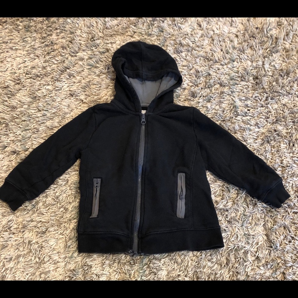 Boys black zip up sweatshirt hoodie. Size 4(XS)